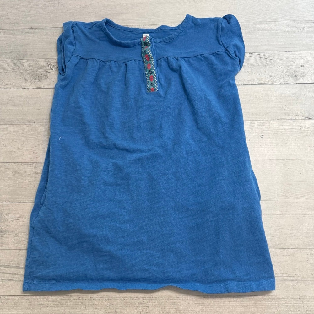 Tea Collection Short Sleeve‎ Placket Trim Dress Atlas Blue Size 6